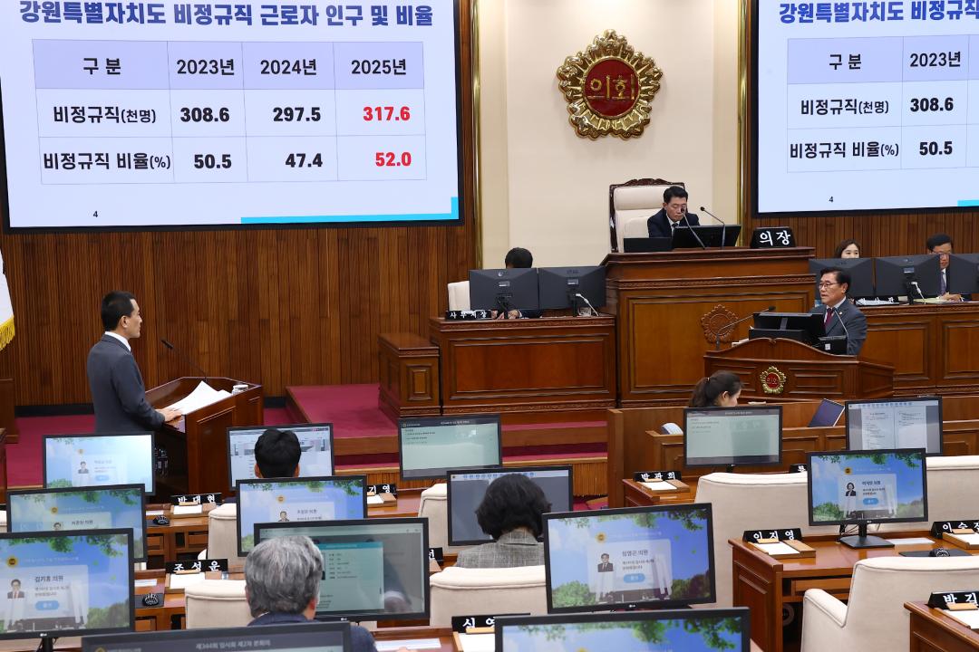 '제344회 제2차 본회의(2026년도 제1회 도정 및 교육행정에 관한 질문)' 게시글의 사진(81) '2026-04-02 제344회 제2차본회의(2026년도 제1회 도정 및 교육행정에 관한 질문) (81) 홍성기 의원-김진태 도지사.jpg'
