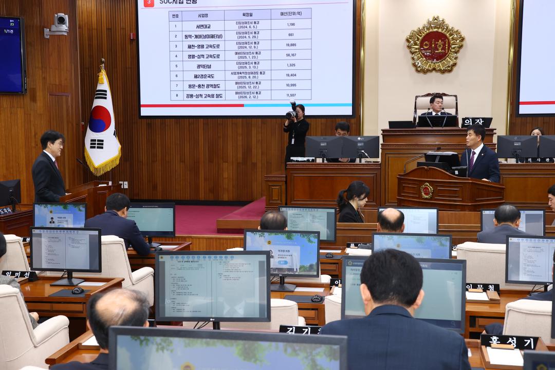 '제344회 제2차 본회의(2026년도 제1회 도정 및 교육행정에 관한 질문)' 게시글의 사진(18) '2026-04-02 제344회 제2차본회의(2026년도 제1회 도정 및 교육행정에 관한 질문) (18) 이영욱 의원- 김광래 경제부지사.jpg'
