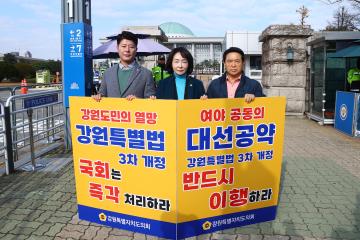 강원특별법 3차 개정 조속통과 촉구를 위한 1인 시위